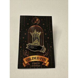 Fairyloot Gilded Pin Hand holding Birdcage Castle Crown Bookish Pin MA1